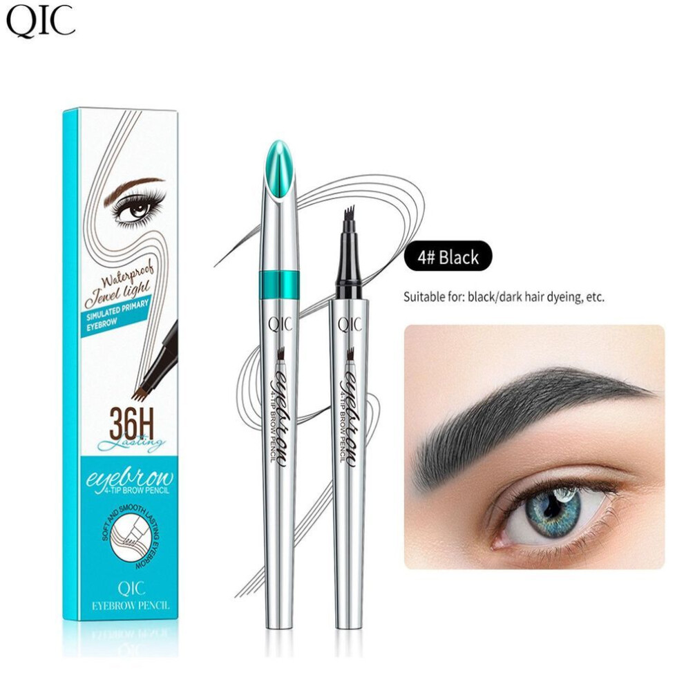 Black (Black) 3D Microblading Eyebrow Pen Waterproof Fork Tip Eyebrow Tattoo Pencil Long Lasting Professional Fine Sketch Liquid Eye Brow Pen