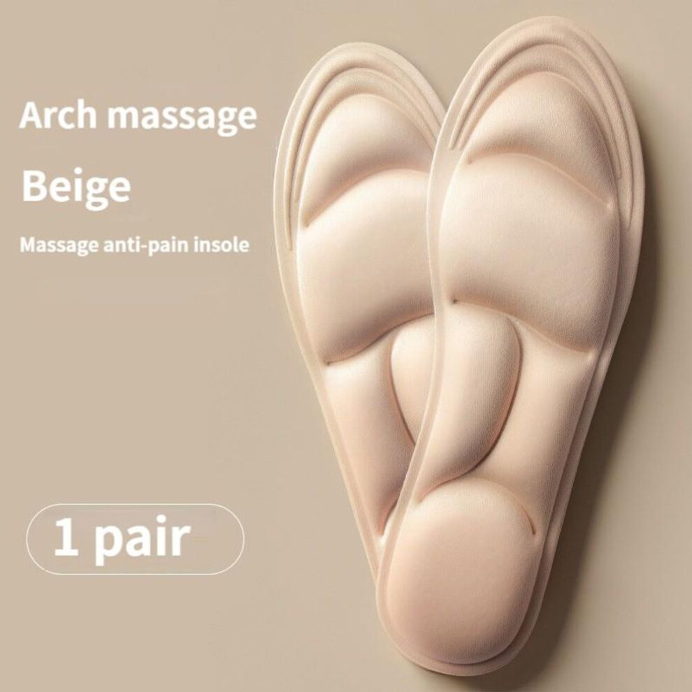 (beige, 35-36) Memory Foam 5D Sport Insoles for Shoes Men Women Deodorant Breathable Cushion Running Insoles For Feet Care Orthopedic Insole
