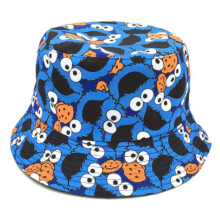 (Blue) Sesame Street Fisherman Hat Bucket Cap Hip Hop Beach Hat Man Woman Sided Double