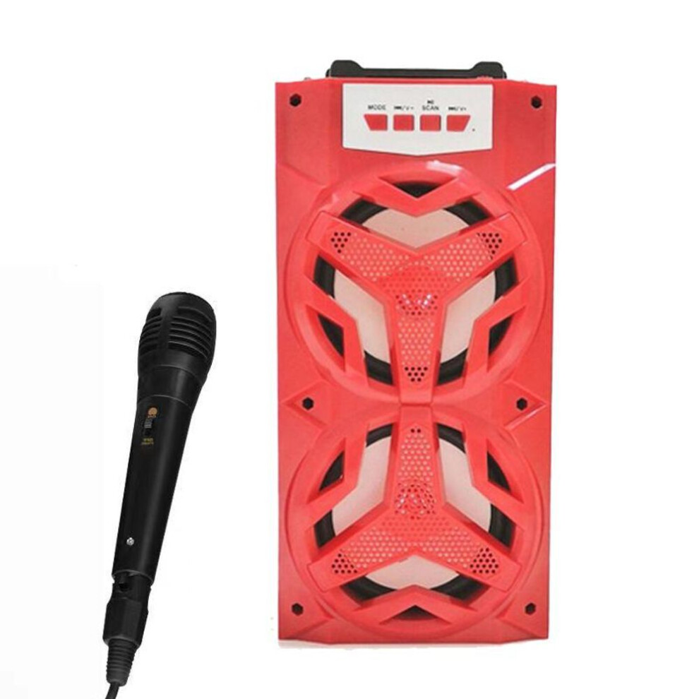 (red) 10w Karaoke Outdoor Portable Sound Box Speaker Wireless Large Home Theater Bluetooth Party Speakers With Wired Microphone
