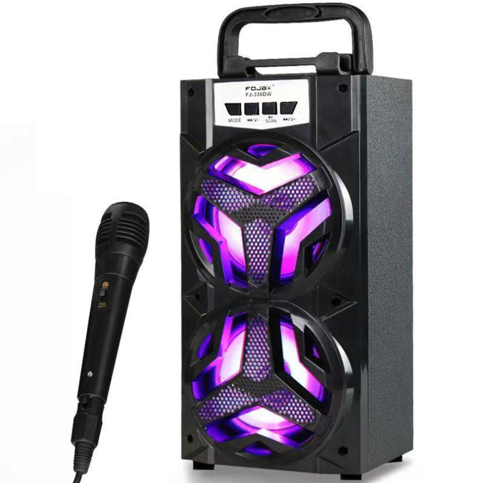 (black) 10w Karaoke Outdoor Portable Sound Box Speaker Wireless Large Home Theater Bluetooth Party Speakers With Wired Microphone