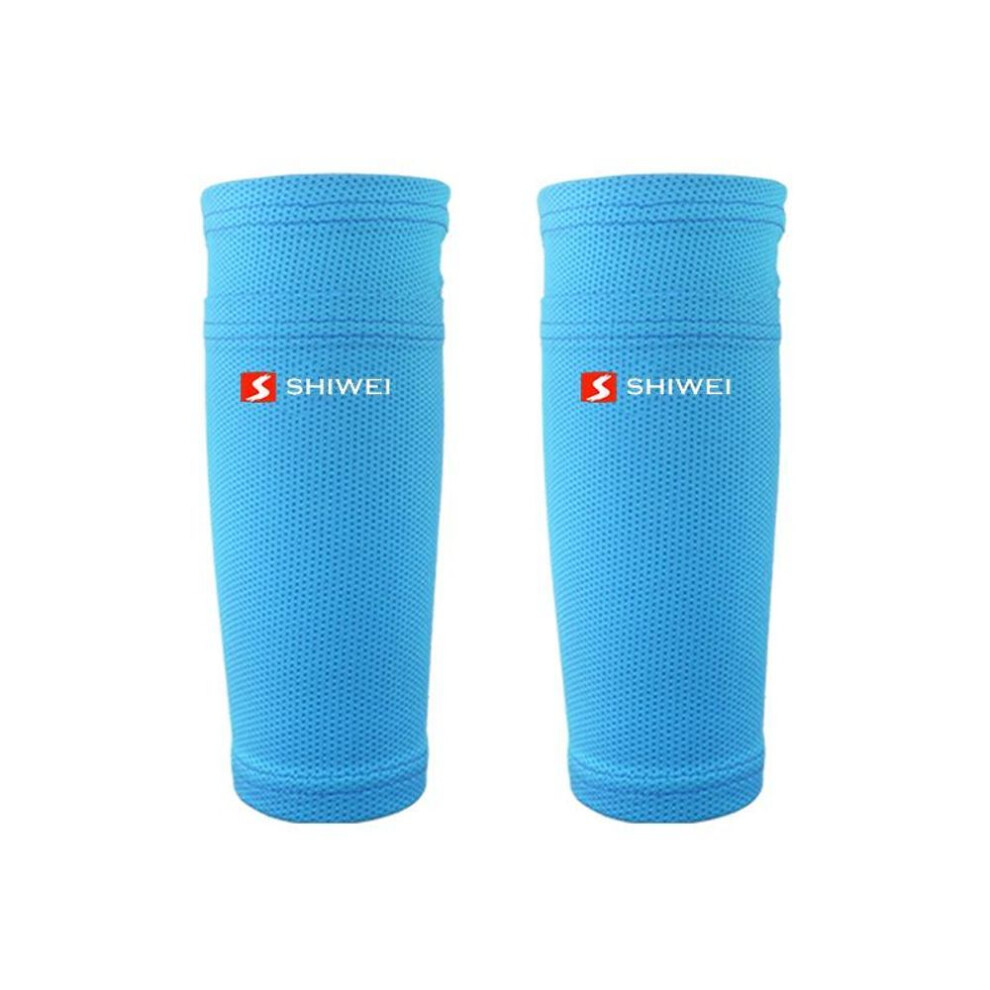 (blue, L) Cute Men&apos;s Soccer Shin Pads Holder Instep Foot Socks Guard Stays Lock Sleeves