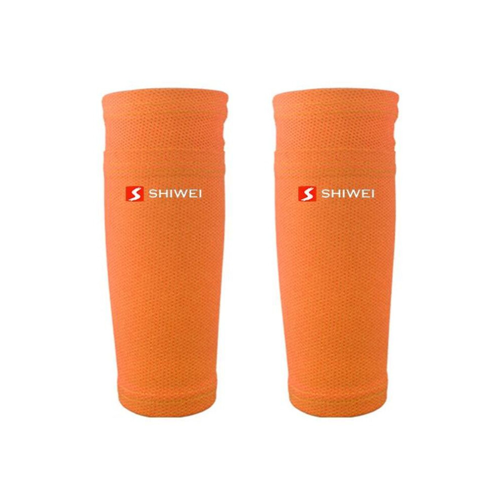 (orange, M) Cute Men&apos;s Soccer Shin Pads Holder Instep Foot Socks Guard Stays Lock Sleeves