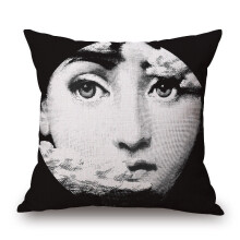 (17) Linen Vintage Piero Fornasetti Face Throw Pillow Case Waist Cushion Cover New