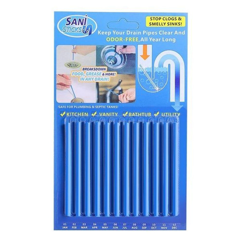 (blue) Kitchen Sink Sewer Cleaning Agent Remove Oil Pollution Washbasin Toilet Bathtub Pipe Cleaning Sticks Household Cleaning Supplies