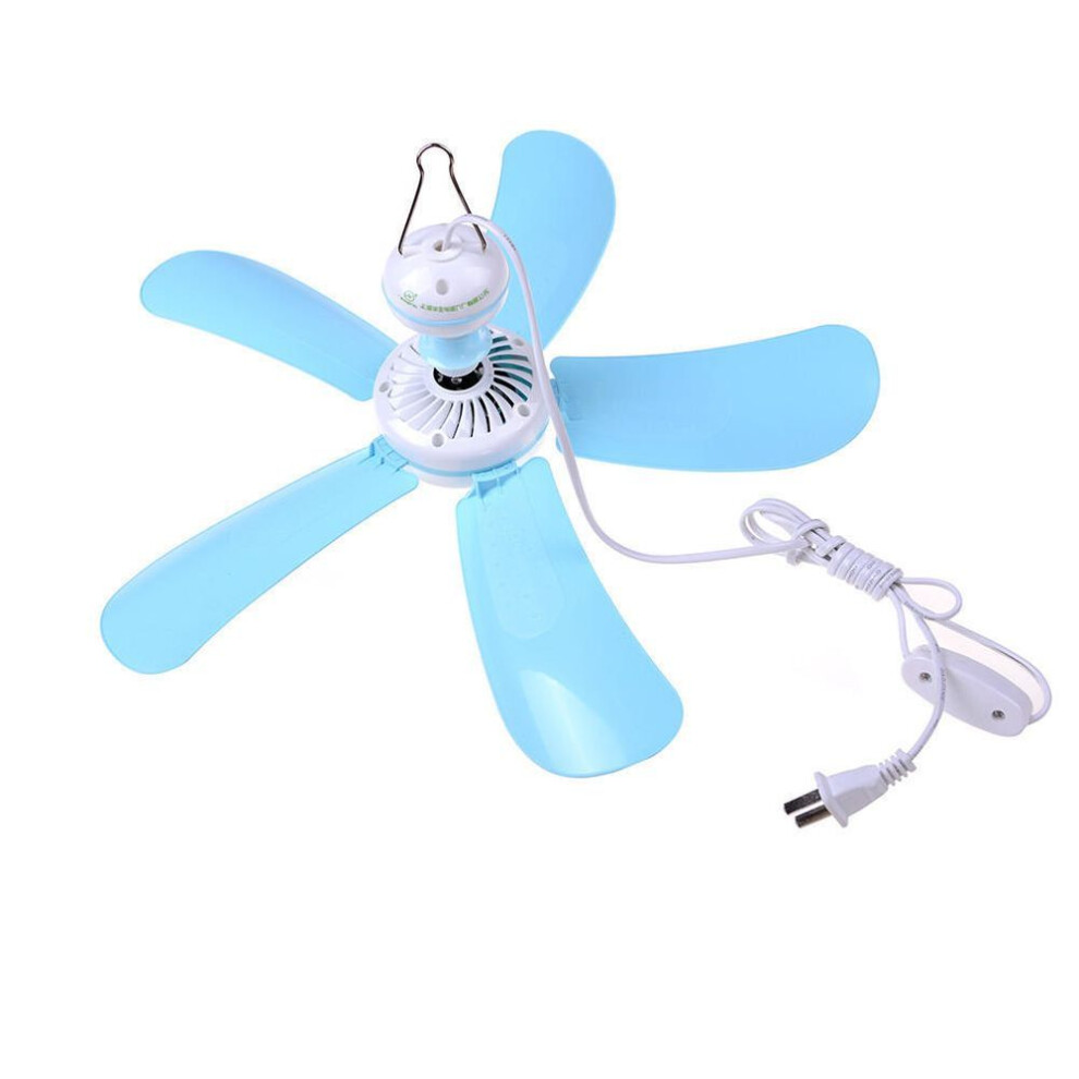 (blue) 220v Portable Silent Ceiling Fan Electric Mosquito Net Electric Fan Dafeng Net