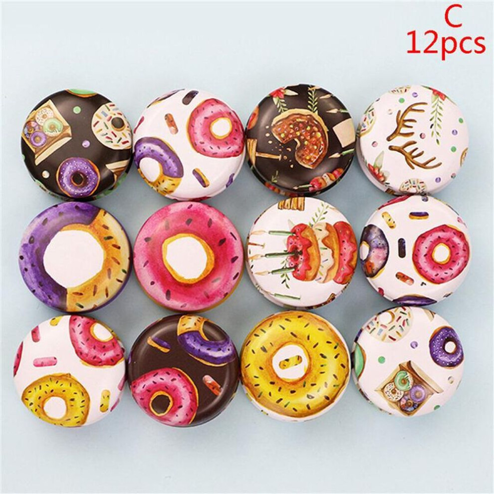 (C) 12Pcs Mini Elegant Flower Tin Box Diy Candle Jar Balm Round Empty Case Storage