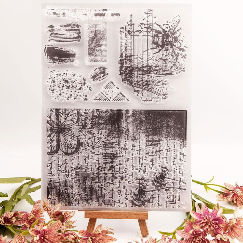 (No.14-Butterfly Frame) Flower Leaf Transparent Silicone Clear Stamp for Seal DIY Scrapbooking Album Clear Stamps Butterfly Lady Vine
