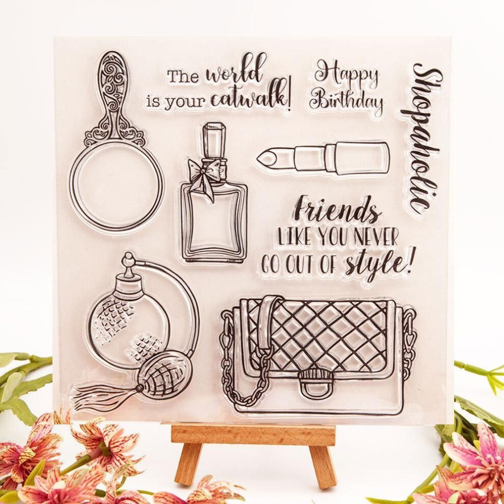(No.3-Lady Bag) Flower Leaf Transparent Silicone Clear Stamp For Seal Diy Scrapbooking Album Clear Stamps Butterfly Lady Vine