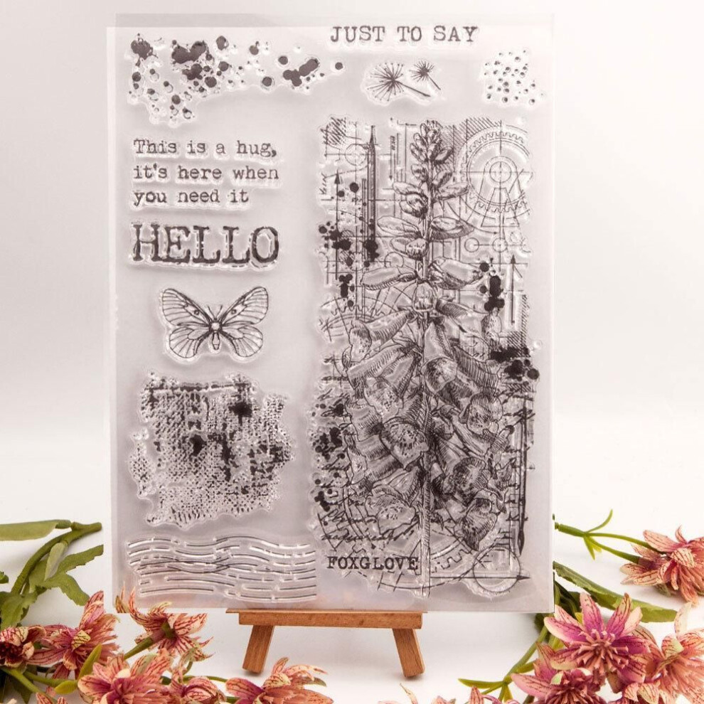 (No.8-Hello Butterfly) Flower Leaf Transparent Silicone Clear Stamp For Seal Diy Scrapbooking Album Clear Stamps Butterfly Lady Vine