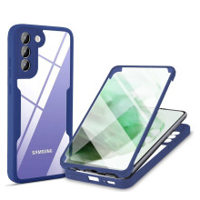 (blue, Samsung S21 FE) 360 Full Body for Samsung Galaxy S21 S21FE S22 Plus Ultra 5G Built-in Screen Protector Dustproof Shockproof Anti-Scratch Slim Bumper Protective Case