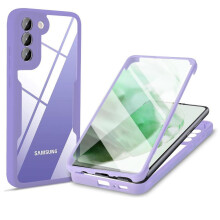 (purple, Samsung S21 FE) 360 Full Body for Samsung Galaxy S21 S21FE S22 Plus Ultra 5G Built-in Screen Protector Dustproof Shockproof Anti-Scratch Slim Bumper Protective Case