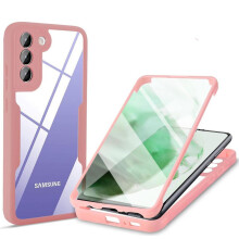 (pink, Samsung S22) 360 Full Body for Samsung Galaxy S21 S21FE S22 Plus Ultra 5G Built-in Screen Protector Dustproof Shockproof Anti-Scratch Slim Bumper Protective Case