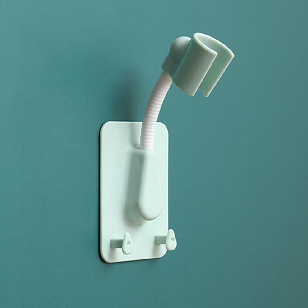 (green) Universal Shower Head Holder Adjustable Self-adhesive Showerhead Bracket With 2 Hooks