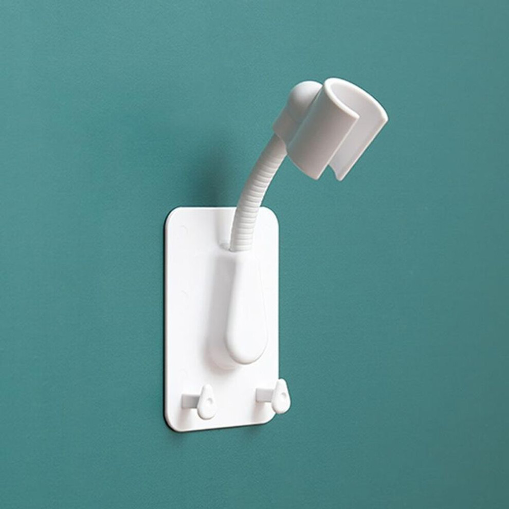 (white) Universal Shower Head Holder Adjustable Self-adhesive Showerhead Bracket With 2 Hooks
