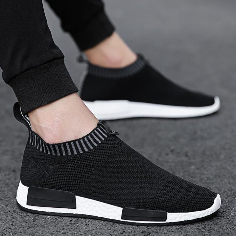 (black, 39) Men&apos;s Autumn Spring Sock Casual Shoes Breathable Mesh Fabric Walking Running Sports Trainers Man Jogging Shoes Non-slip for Young