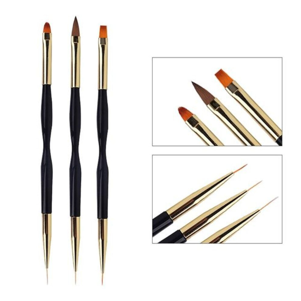 (as the picture) 3pcs French Stripe Nail Art Liner Brush Set Tips Ultra-thin Line Drawing Pen Dual End Uv Gel Painting Brushes Manicure Tools