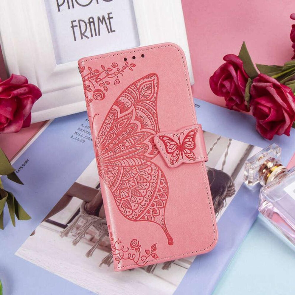 (, Samsung Galaxy A50s) Wallet Flip Leather Case Samsung Galaxy S8 S9 S10 S20 Plus A51 A71 A50 A30 Fashion Butterfly Pattern Pink 8150813554992