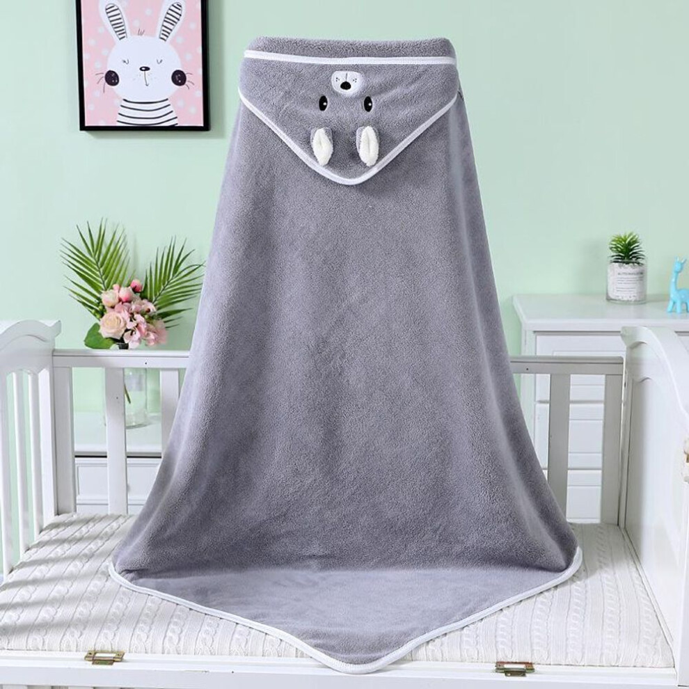 (grey) Toddler Baby Hooded Towels Newborn Kids Bathrobe Super Soft Bath Towel Blanket Warm Sleeping Swaddle Wrap For Infant Boys Girls