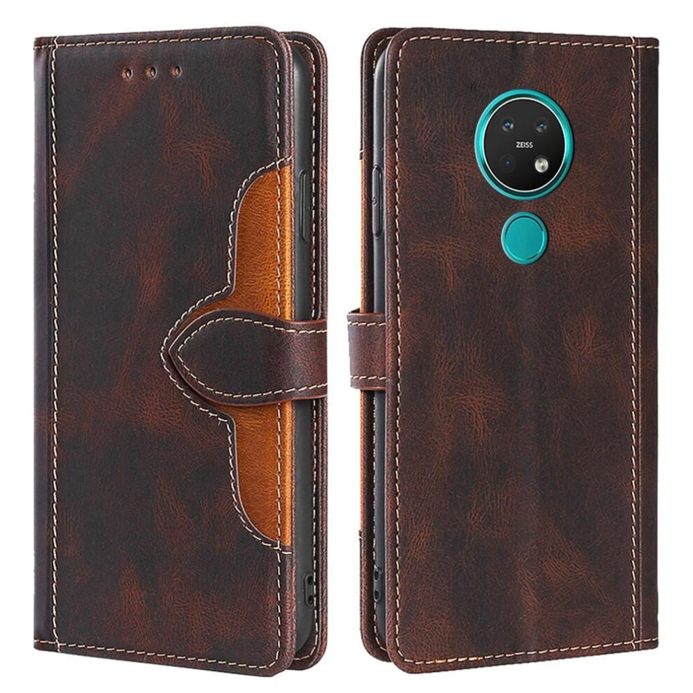 (brown, Nokia 4.2) Frosted Flip Wallet Case For Nokia C21 C20 C01 Plus G21 G11 G20 G10 6.2 7.2 6.3 7.3 5.4 5.1 4.2 X71 Cover Pu Leather Holster Card S