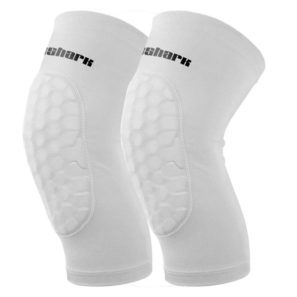 (white, L) 2pcs Children Teens Adult Basketball Knee Pads Running Cycling Kneepad Football Knee Brace Support Protector Calf Sleeves