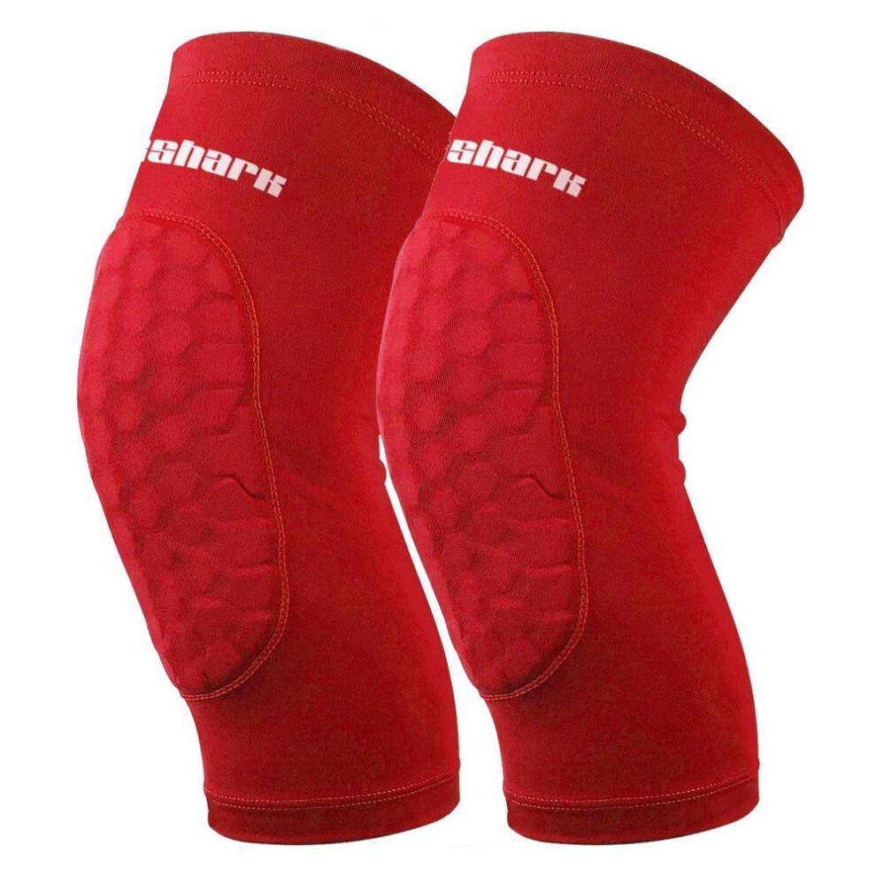 (red, L) 2pcs Children Teens Adult Basketball Knee Pads Running Cycling Kneepad Football Knee Brace Support Protector Calf Sleeves