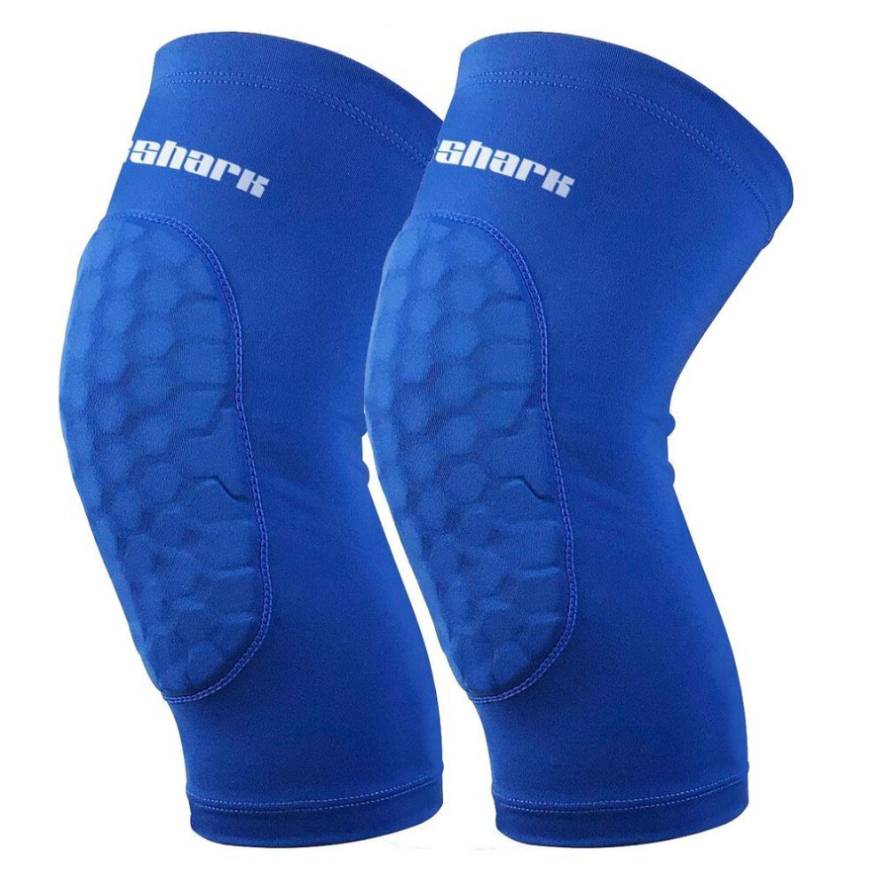 (blue, L) 2pcs Children Teens Adult Basketball Knee Pads Running Cycling Kneepad Football Knee Brace Support Protector Calf Sleeves