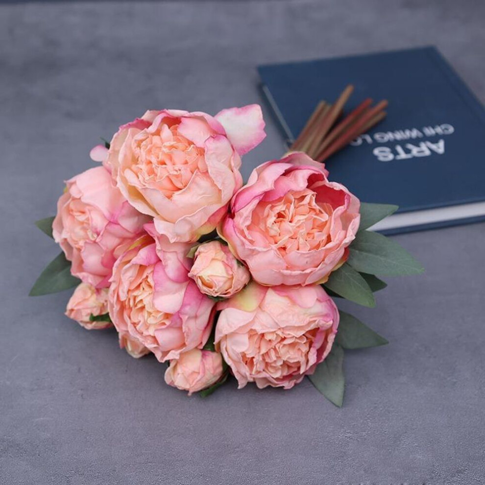 (pink) 1 Pack 10 Heads Artificial Peony Bouquet Dried Peony Flowers  Silk Peonies For Home Party Diy Wedding Hotel Table Courtyard Decoration