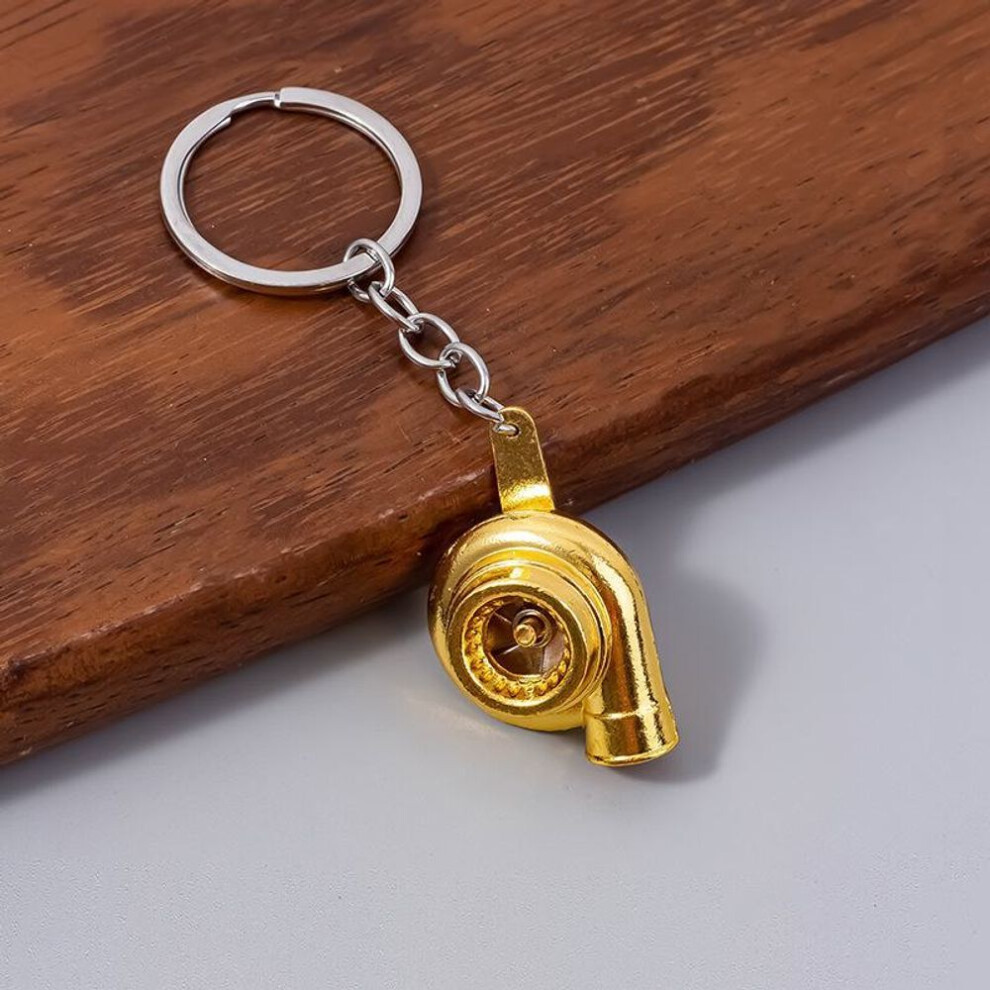(Other, 1#) Metal keychain with rotating turbocharger blower hub design, hair dryer key ring pendant - a creative small gift.