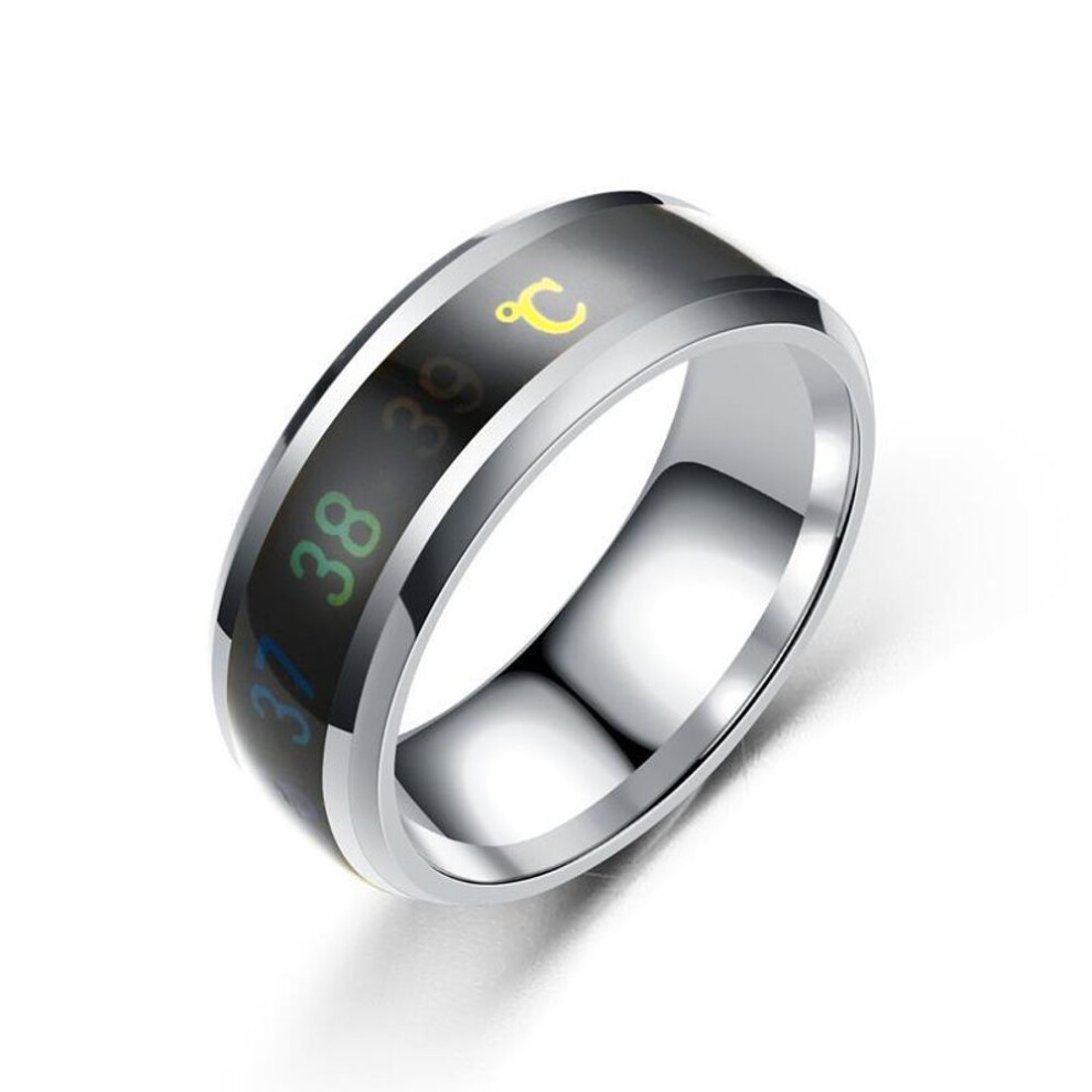 (silver, 12) Temperature Ring Titanium Steel Mood Emotion Feeling Intelligent Temperature Sensitive Rings For Women Men Waterproof Jewelry