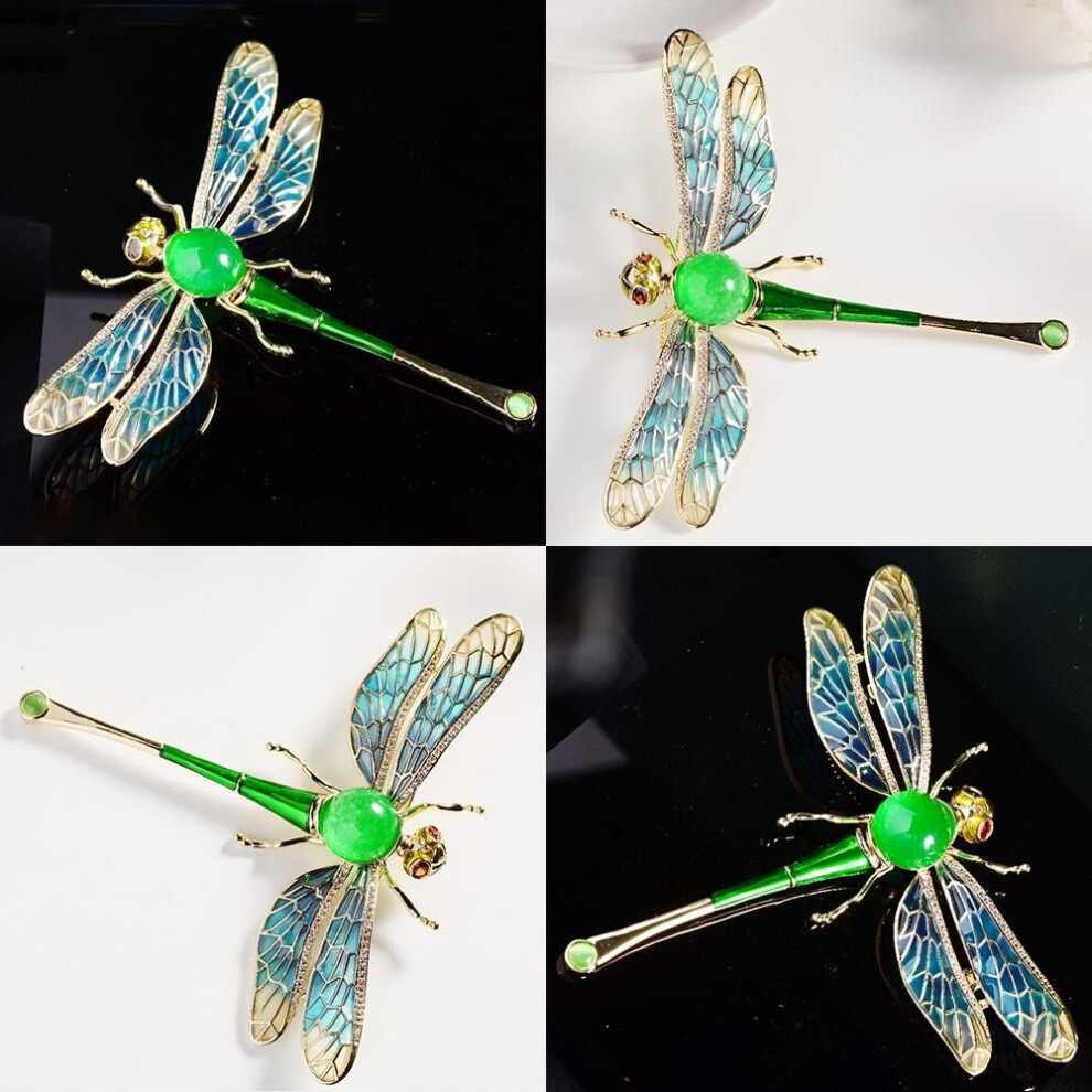 Women&apos;s Vintage Crystal Dragonfly Brooch Enamel Pin Rhinestone Brooches Wedding