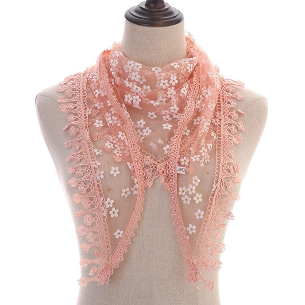 (light pink) Women Triangle Scarf for Church Prayer Shawl Embroidered Lace Veil Floral Headcovering Tassel Veils Mantillas for the Church&apos;s