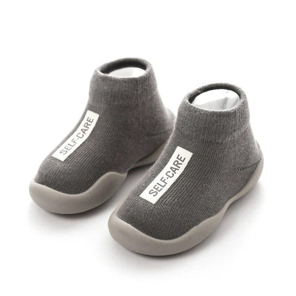 (grey, Internal length 13.5cm) Children Anti-slip Shoes Newborn Baby Girl Cotton Non-slip Floor Socks Baby Boy Rubber Sole Cartoon Indoor Socks Infant Shoes