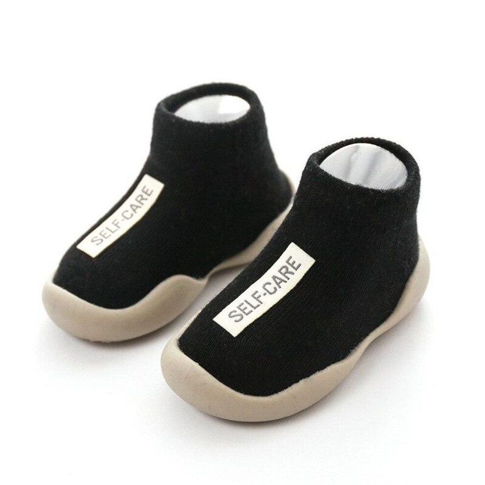 (black, Internal length 14.5cm) Children Anti-slip Shoes Newborn Baby Girl Cotton Non-slip Floor Socks Baby Boy Rubber Sole Cartoon Indoor Socks Infant Shoes