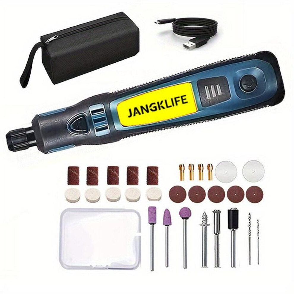 (yellow) Mini Drill Electric Carving Pen Variable Speed Rotary Tools Kit Engraver For Grinding Polishing