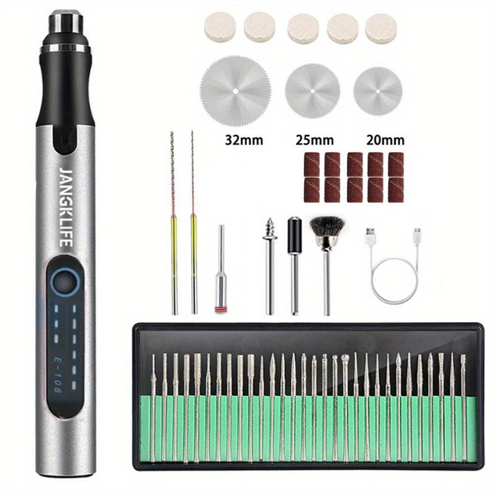 (silver) Mini Cordless Drill Power Tools Electric 3.6v Drill Grinder Grinding Accessories Set Wireless Engraving Pen For For Jewelry Glass Wood