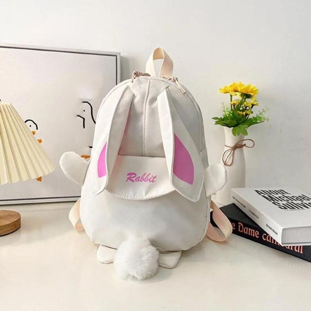 (beige) New Fashion Children School Bags Bunny Portable Backpacks Kids Travel Rucksacks Cute Boys And Girls School Book Backpack 20l