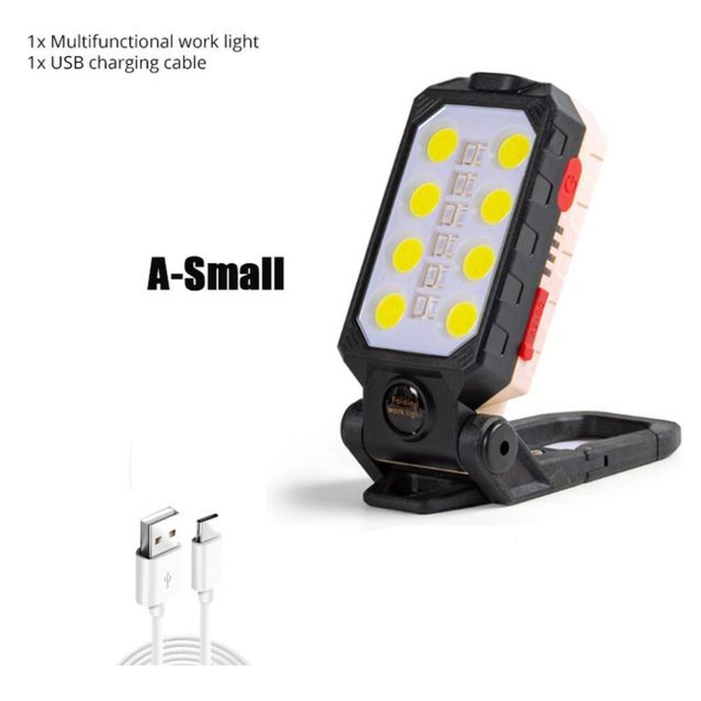 (black, W598A) Usb Rechargeable Cob Work Light Portable Led Flashlight Adjustable Waterproof Camping Lantern Magnet Design With Power Display