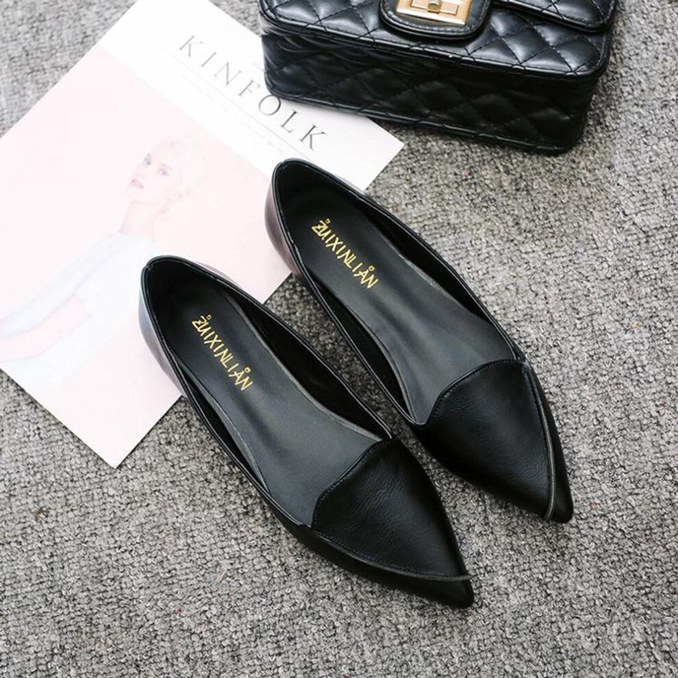 (black, 35) Fashion Spring Ladies Pointed Toe Flat Shoes Ballet Shallow Shoes Loafers Slip on Casual Shoes Women