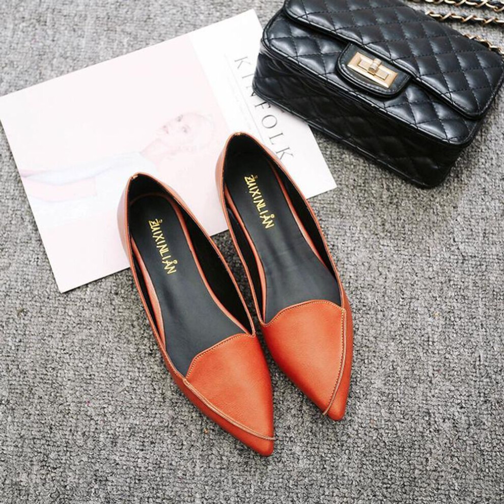 (brown, 40) Fashion Spring Ladies Pointed Toe Flat Shoes Ballet Shallow Shoes Loafers Slip on Casual Shoes Women
