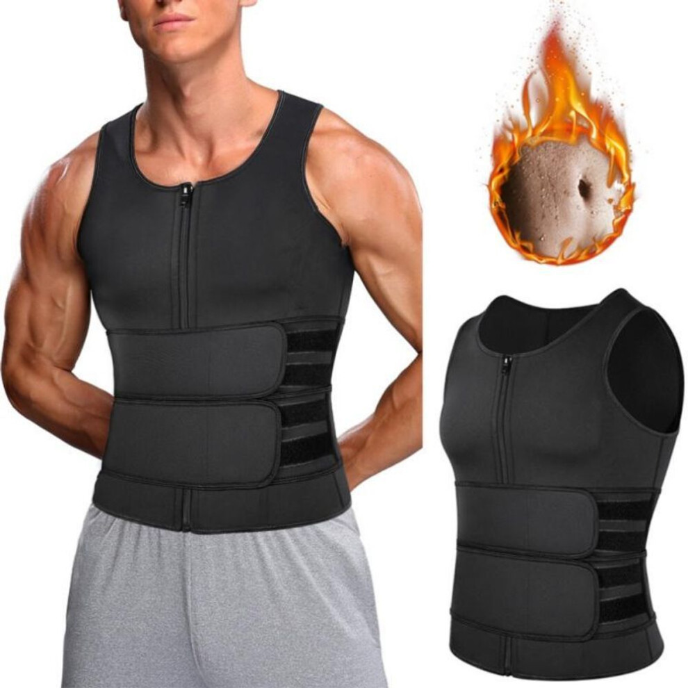 (as the picture, M) Men Sports Vest Neoprene Corsets Shapewear Fitness Sweaty Corset Slimming Abdomen Waist Trainer Body Shaper Corset