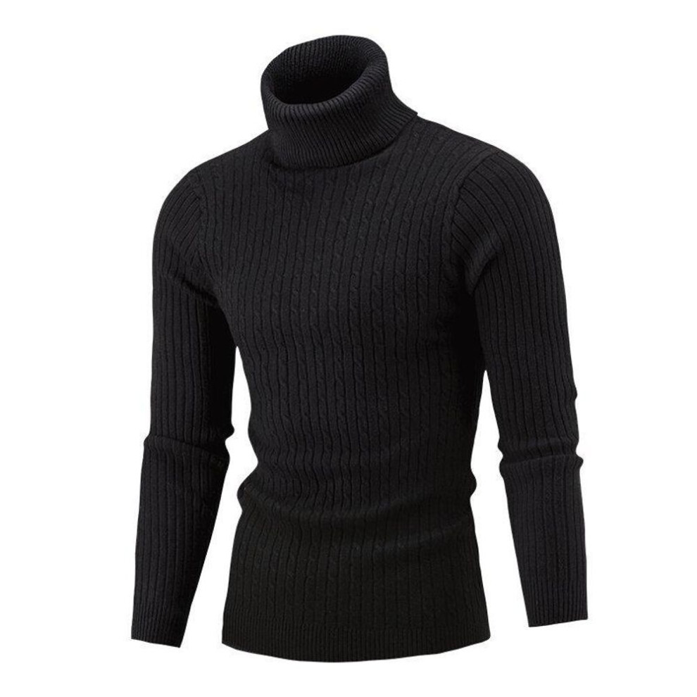 (black, 2XL) Men&apos;s Casual Slim Turtleneck Sweater Warm Long Sleeve Tops Knitwear Plus Size Warm SlimBase Suit Keep Warm Clothes Long Top