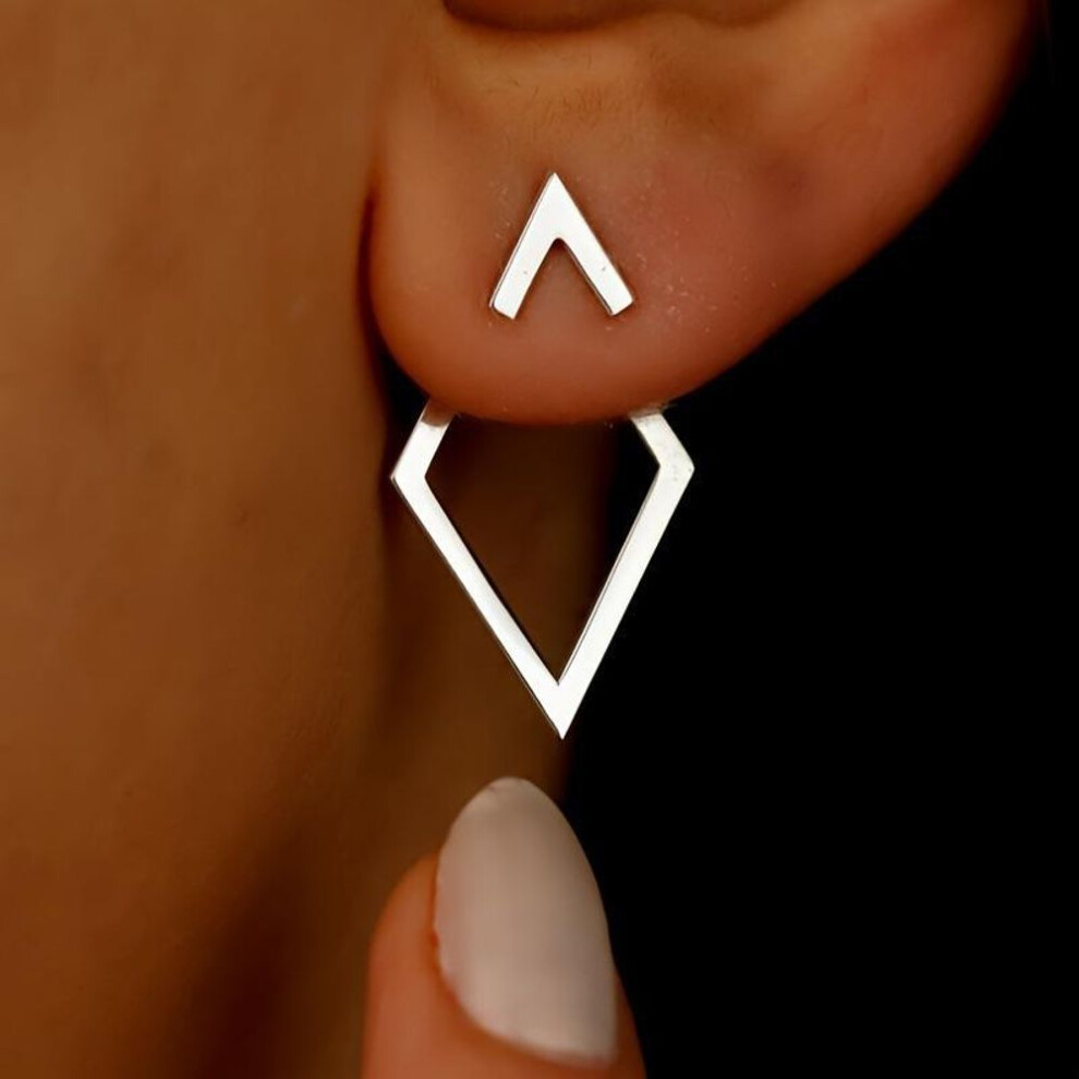 (silver) Diamond Double-Layer High-End Earrings