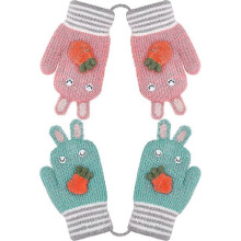 (As show, One size) 2 Pairs Kids Knitted Gloves Plush Winter Warm for 1-3 Years Old Boys Girls Xmas G OGD
