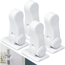 (As show, One size) 4 Pcs Door Stops Child and Baby Safety Lock Rotating Handles Window Baby Safety Lock with Adhes TXF