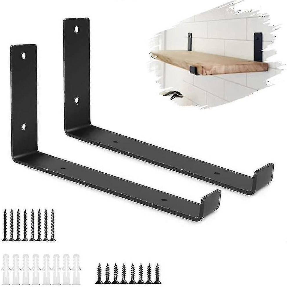 (As Show, One Size) Black Shelf Bracket, 2 Pcs Heavy Duty Shelf Brackets Industrial Shelf Bracket L Gll 5091524071077