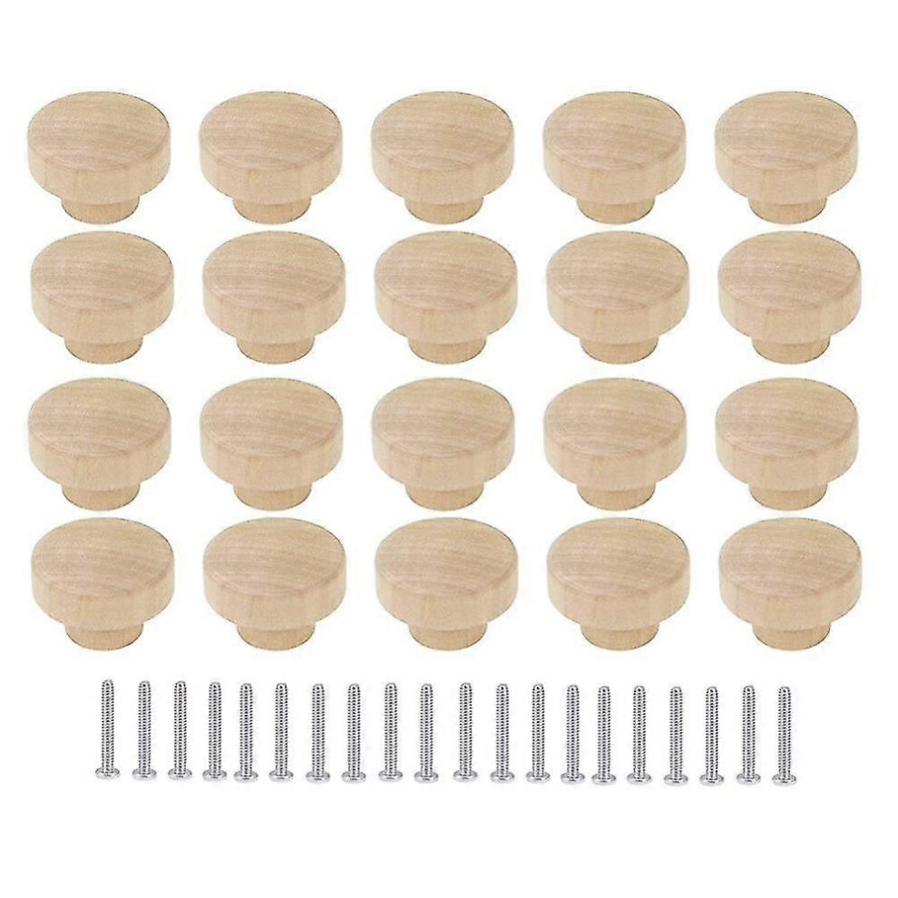 (As Show, One Size) 20Pcs Round Unfinished Wood Drawer Knobs 35Mm Dia Wood Furniture Cabinet Dresser Pulls Nss 5091524060026