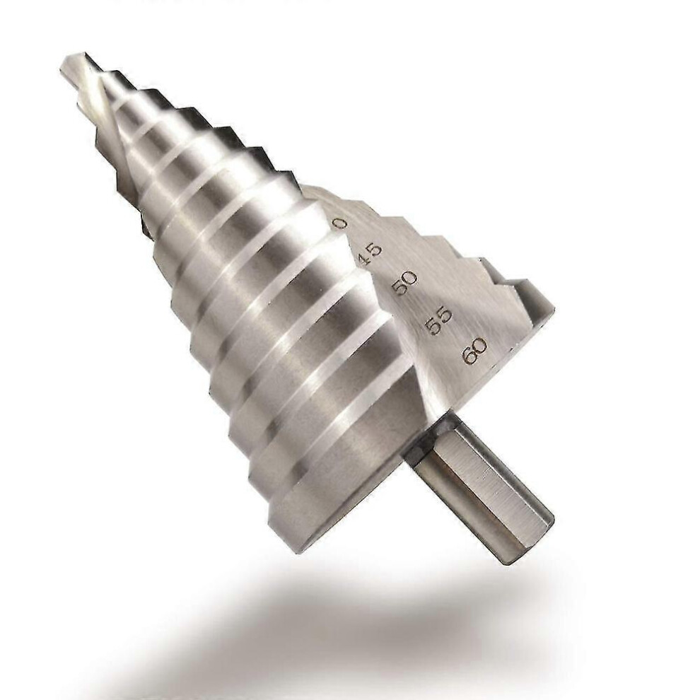 (As Show, One Size) 6-60Mm Hss Step Drill Bit Spiral Conical Slot Countersink 12 Steps Jze 5091524075198