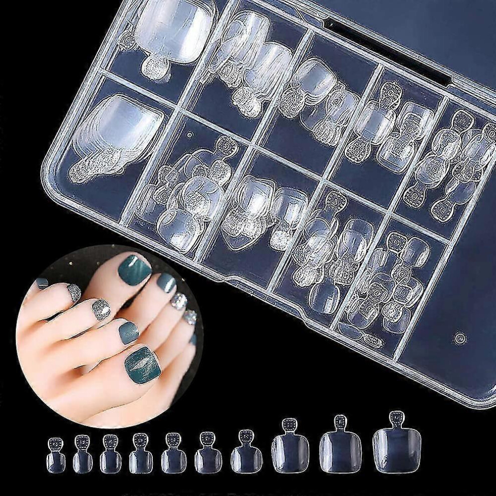 (As show, One size) Acrylic False Toenails Full Cover, 100pcs Artificial French Toenail 10 Sizes With Box, Fake Toenail Tips [CJ