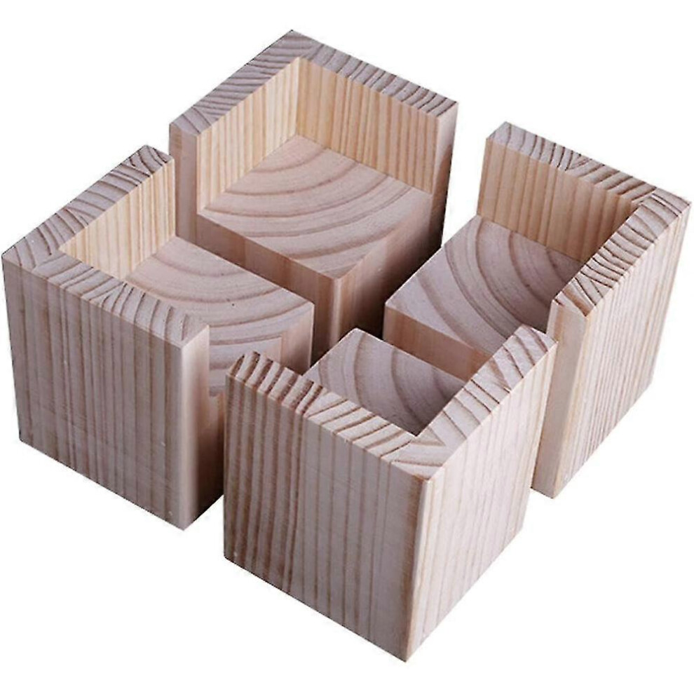 (As Show, One Size) Set Of 4 Furniture Risers Wooden Furniture Risers, Desk Bed Riser Furniture Leg Lift Feet Up For Desk Table Bed(Size:5x5x5cm) Pjz 5091524070346